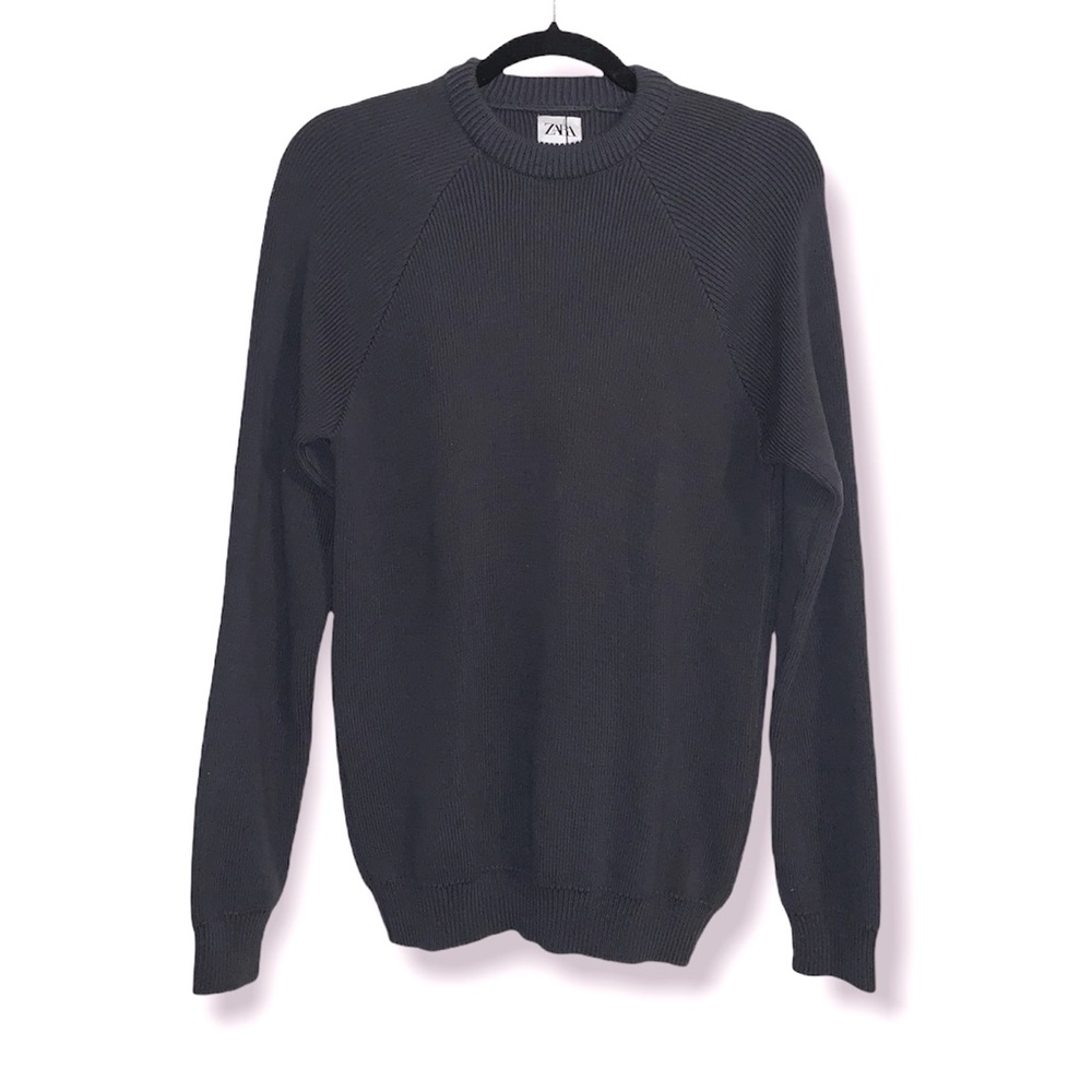 New Zara Men’s Navy Woven Knit Sweater Size S